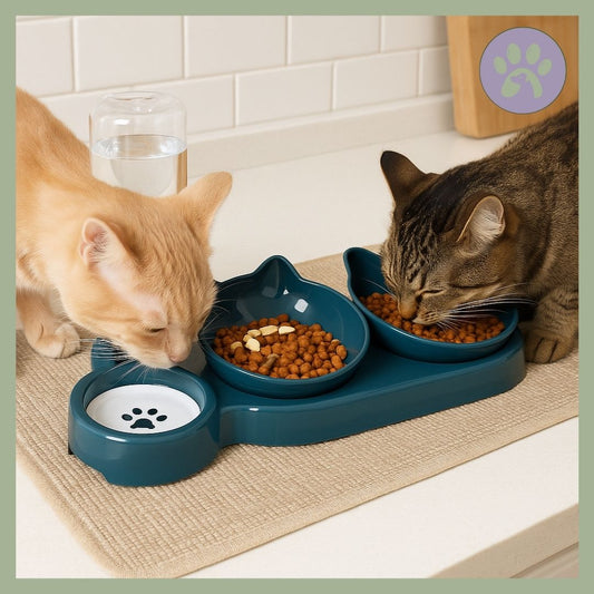 2 chats mangent ensemble gamelle chat 