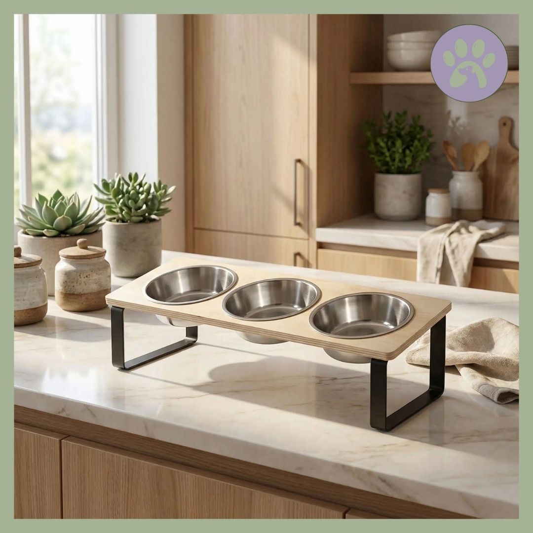 Gamelle chat triple sureleve acier inoxydable 