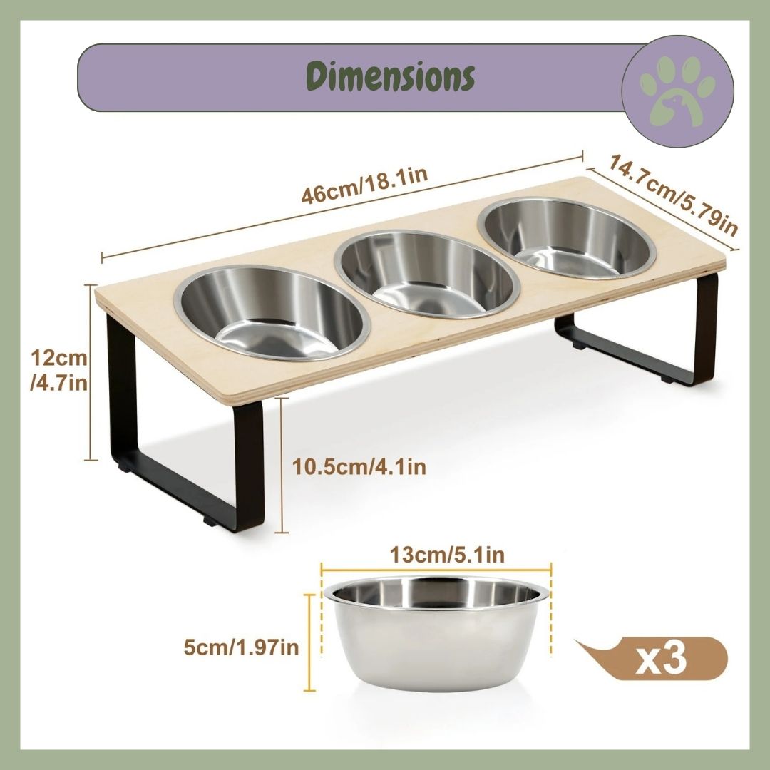Gamelle chat triple sureleve dimensions