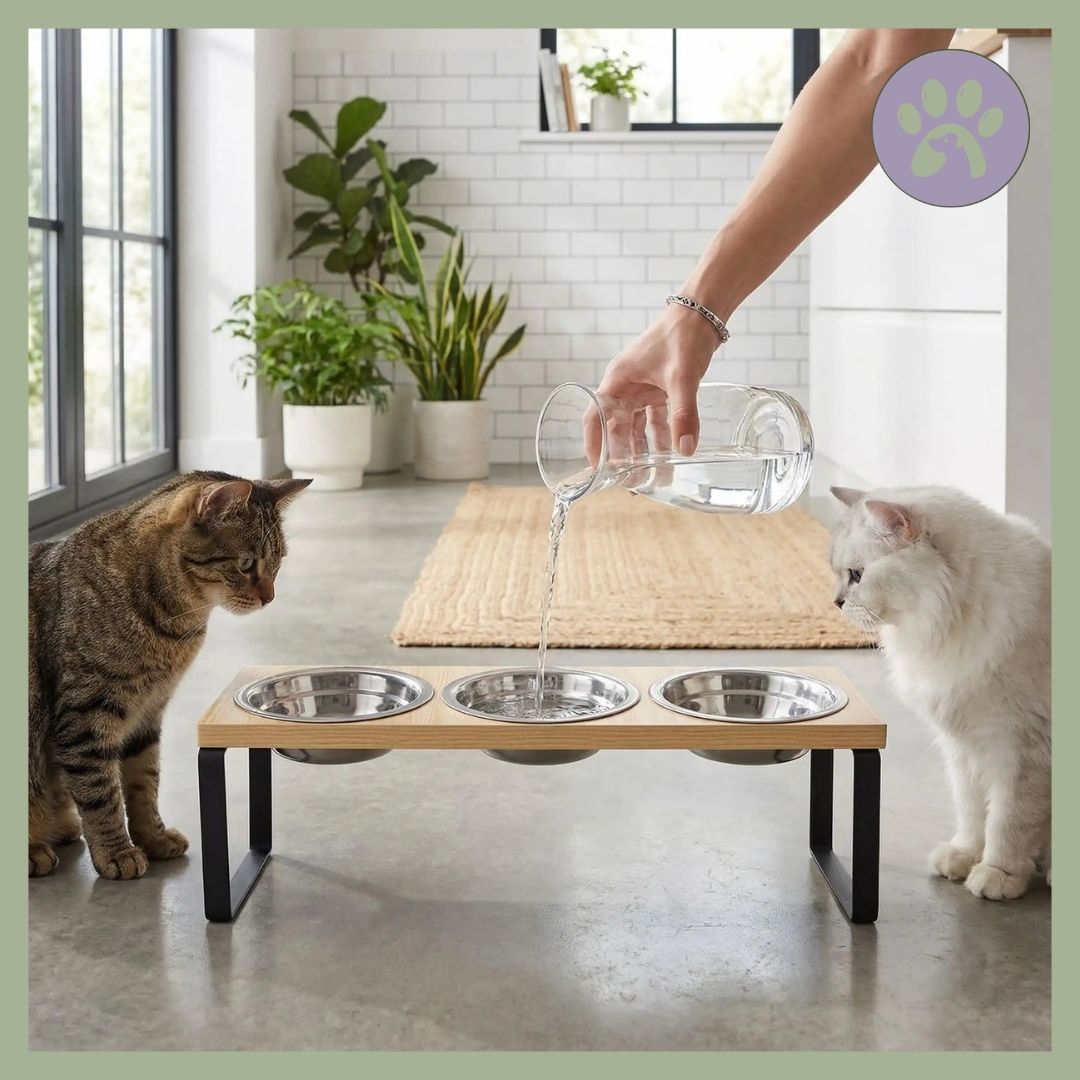 Gamelle chat triple sureleve inox