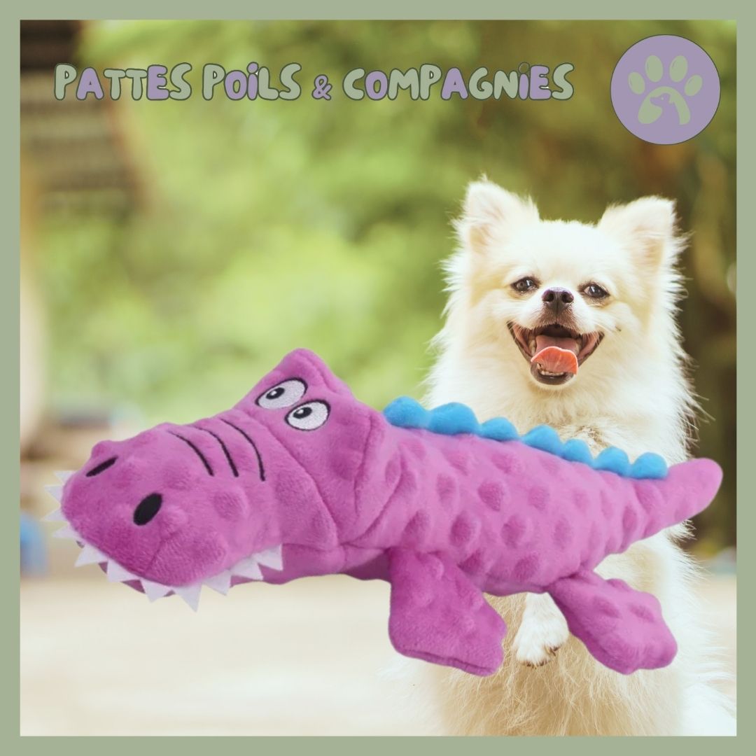 Jouet-de-peluche-pour-chien-Crocodile-mauve