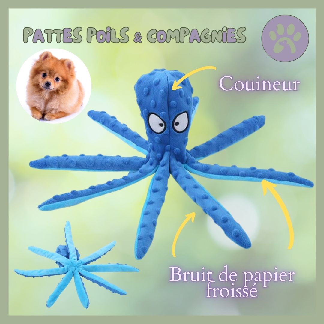 Peluche pour chien | Squeaky-Pet™ Pieuvre