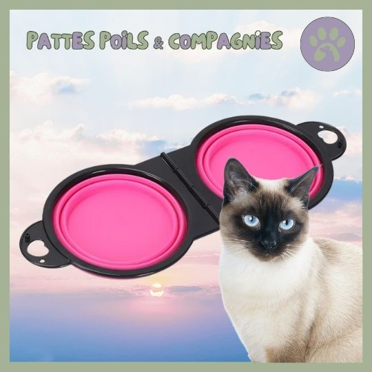 Gamelle de voyage double pour chat | Double - Travel - Bowl™ - Pattes Poils & Compagnies