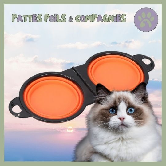 Gamelle de voyage double pour chat | Double - Travel - Bowl™ - Pattes Poils & Compagnies