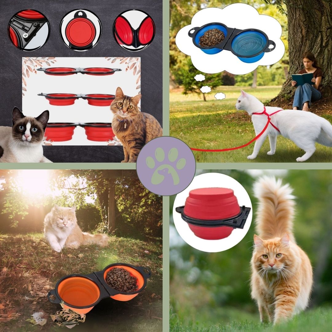 Gamelle de voyage double pour chat | Double - Travel - Bowl™ - Pattes Poils & Compagnies