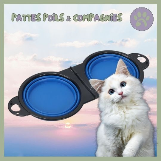 Gamelle de voyage double pour chat | Double - Travel - Bowl™ - Pattes Poils & Compagnies