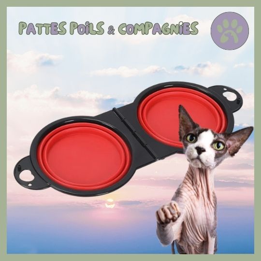 Gamelle de voyage double pour chat | Double - Travel - Bowl™ - Pattes Poils & Compagnies