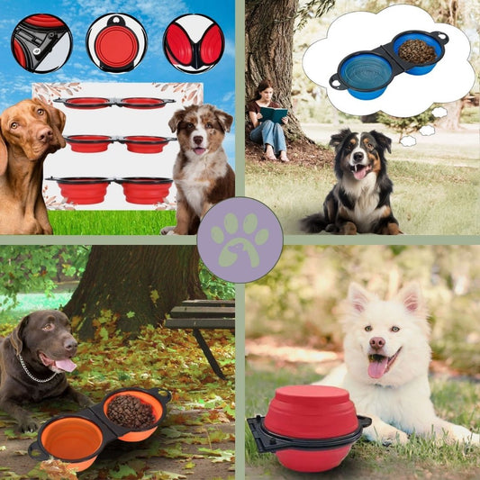 Gamelle de voyage double pour chien | Double - Travel - Bowl™ - Pattes Poils & Compagnies