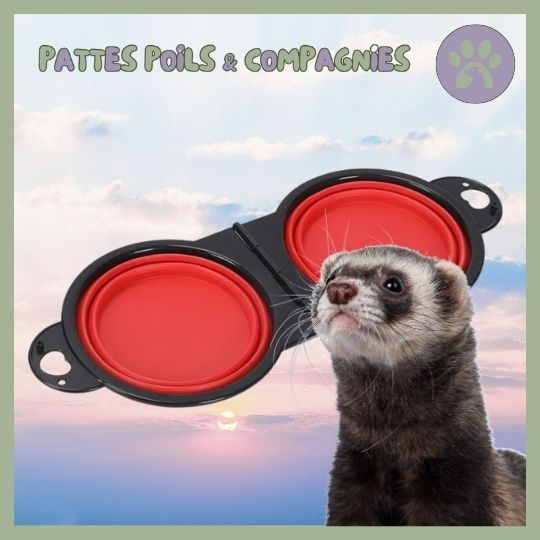 Gamelle de voyage double pour furet | Double - Travel - Bowl™ - Pattes Poils & Compagnies