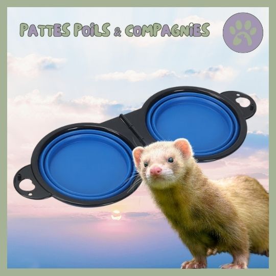 Gamelle de voyage double pour furet | Double - Travel - Bowl™ - Pattes Poils & Compagnies