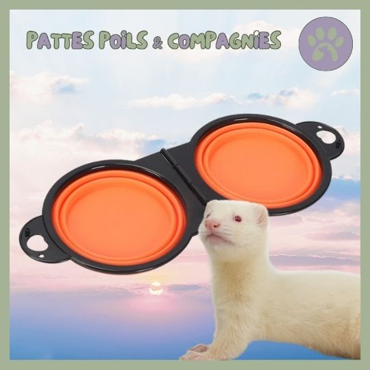 Gamelle de voyage double pour furet | Double - Travel - Bowl™ - Pattes Poils & Compagnies