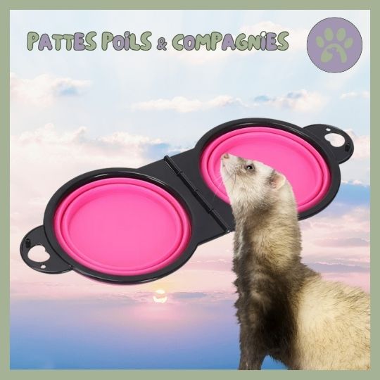 Gamelle de voyage double pour furet | Double - Travel - Bowl™ - Pattes Poils & Compagnies